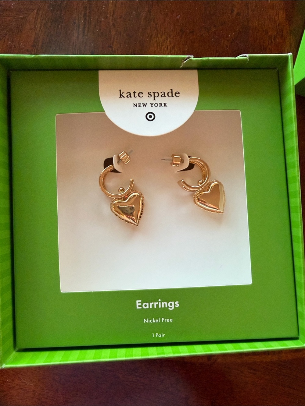 kate spade Gold Heart Hoop Drop Earrings balloon style